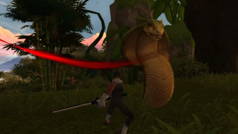 Fighting a giant cobra
