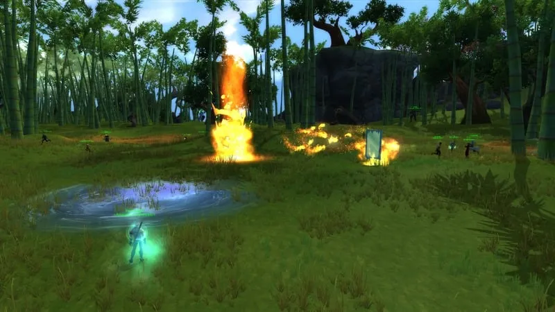 Players fighting a world boss (and each other)