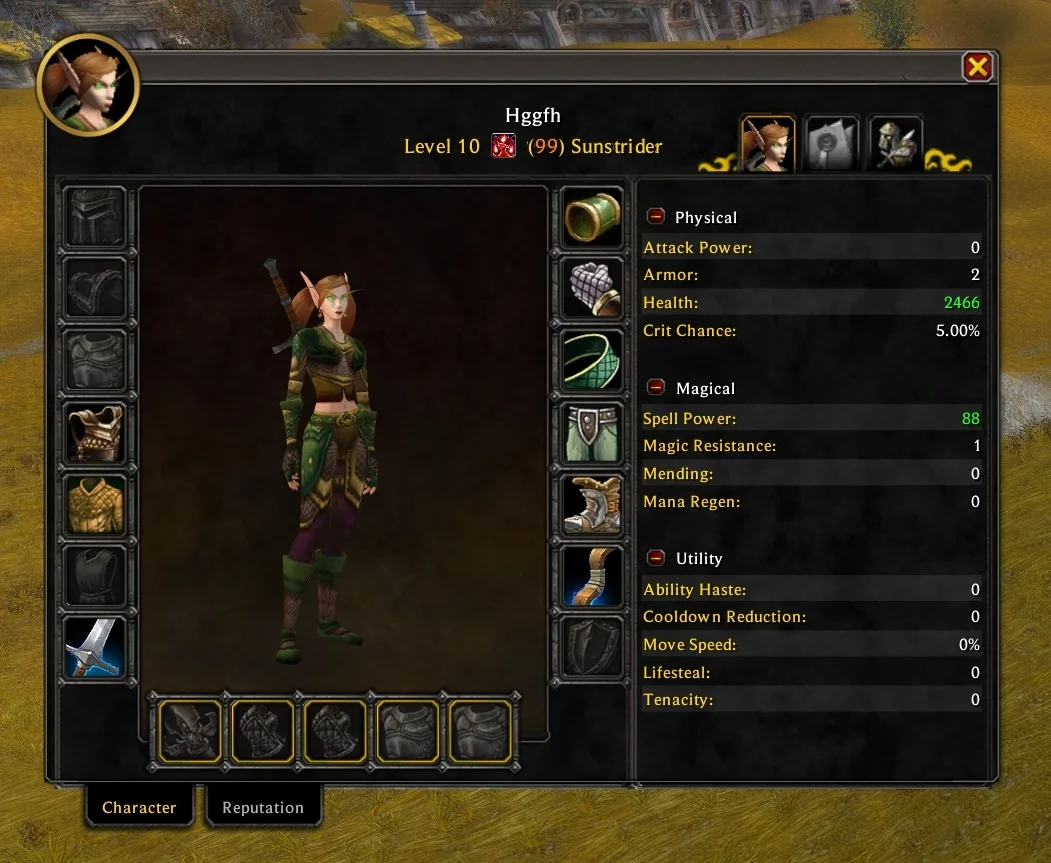 Character stats panel