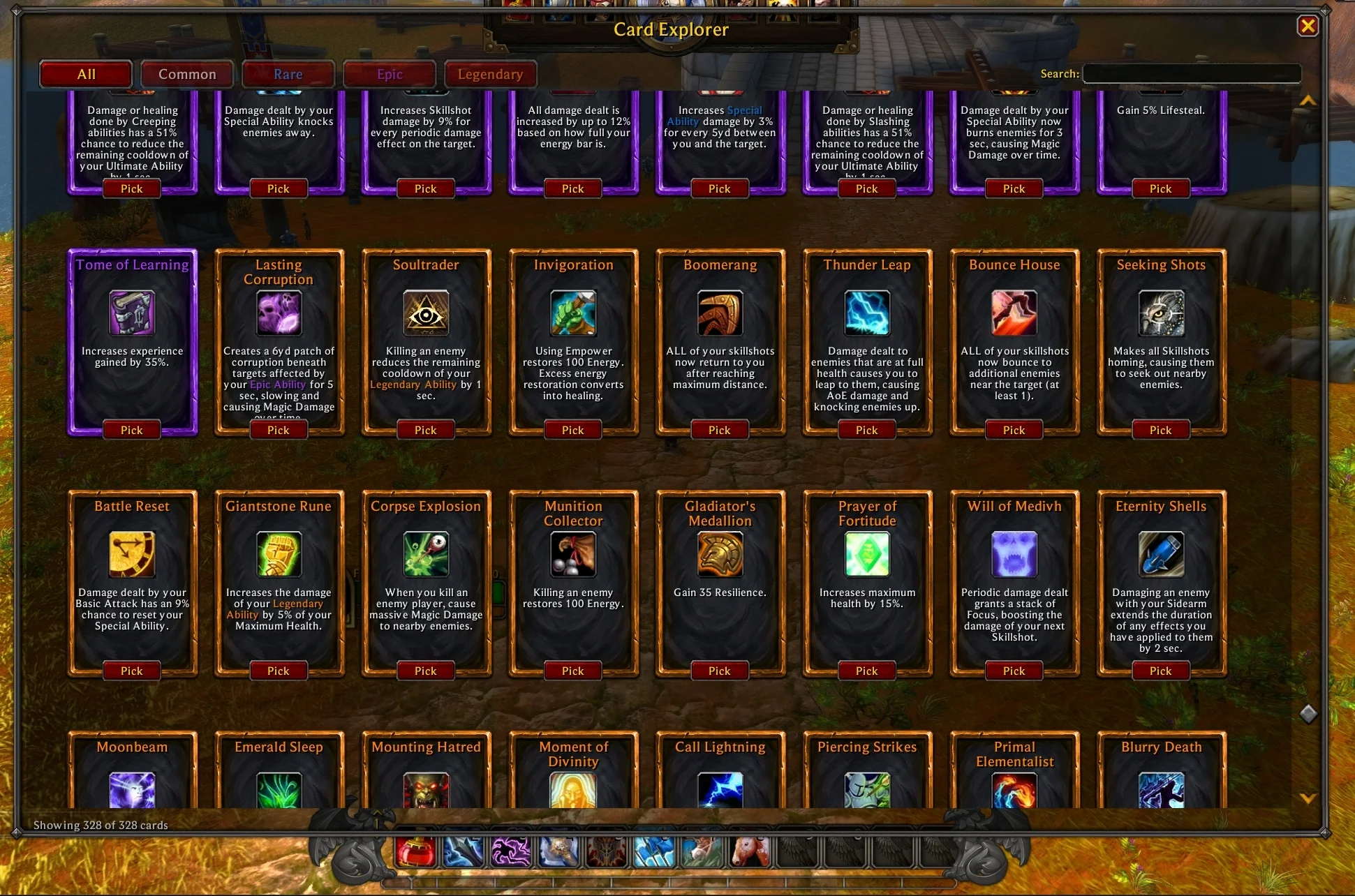 Card Explorer with ability modifiers